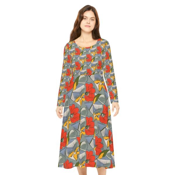 Copy of Floral Print Long Sleeve Dance Dress - Perfect for Performances & Special Occasions - Image 3