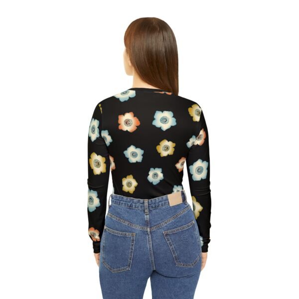 Floral Pattern Women's Long Sleeve V-Neck Shirt – Perfect for Spring Outings and Casual Wear - Image 4